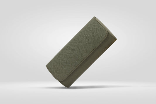 Bosphorus Galata Capitone watch roll in khaki green Togo leather