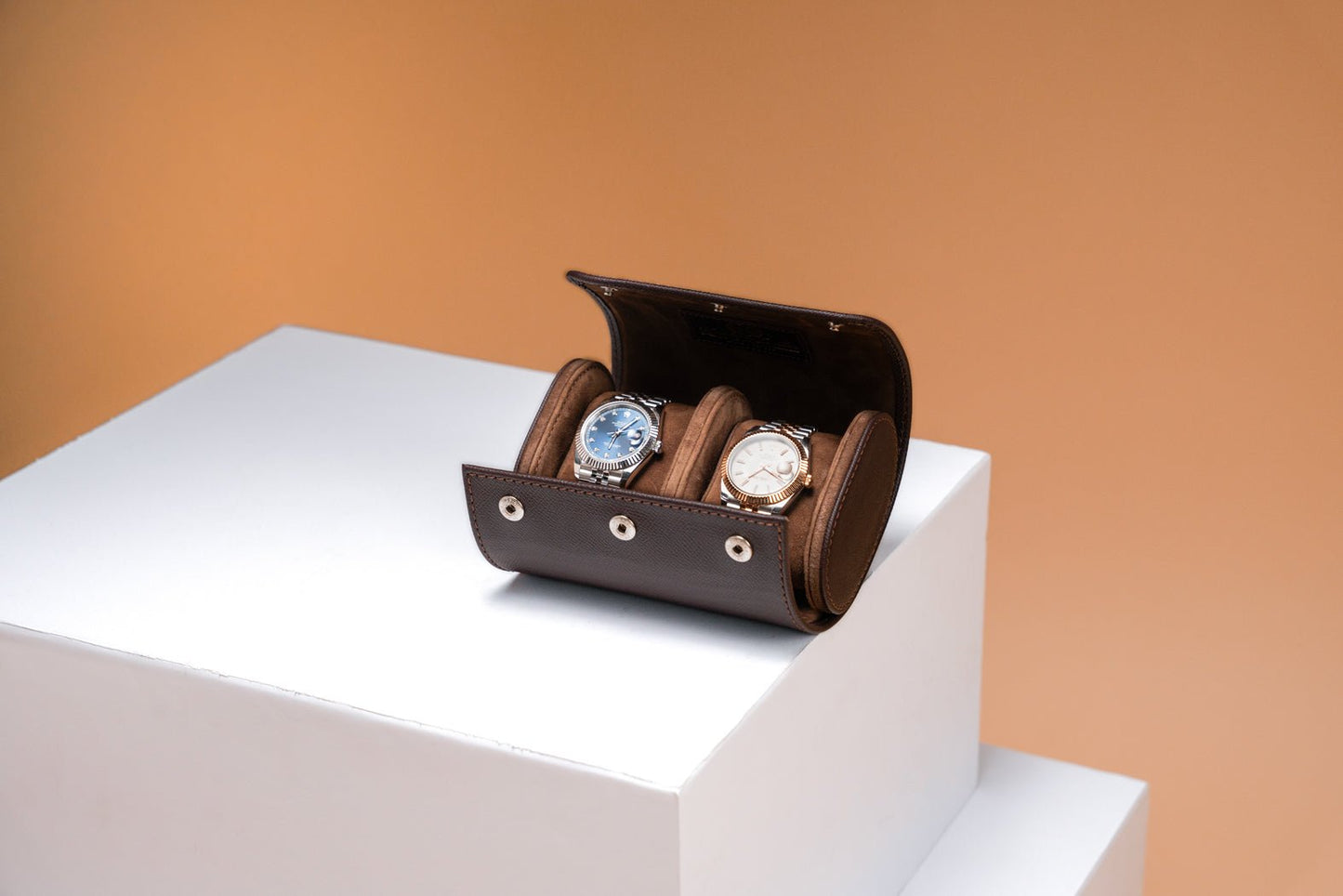 Bosphorus Galata watch roll, Saffiano dark brown